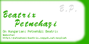 beatrix petnehazi business card